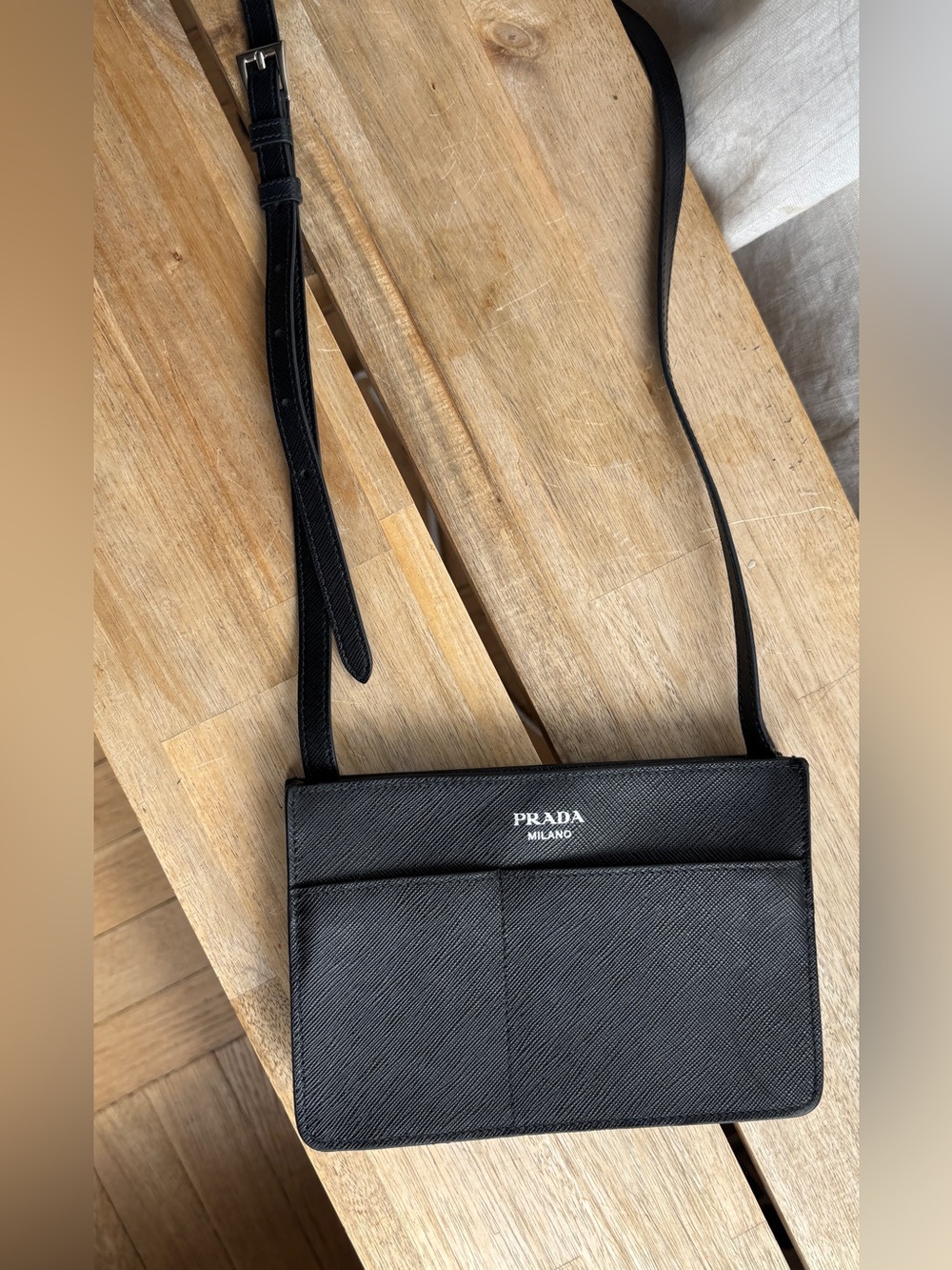 Prada Black Saffiano Leather Messenger Crossbody Bag